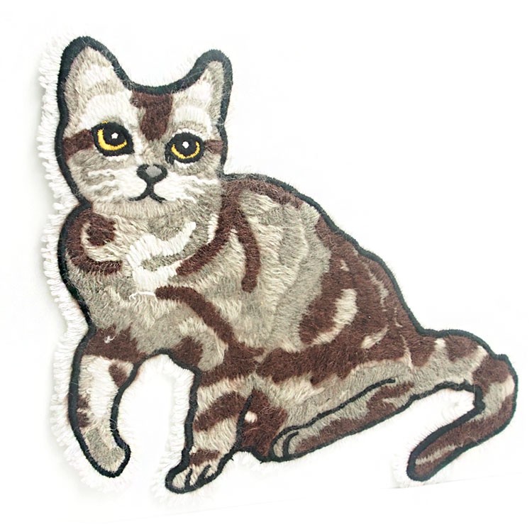 东莞源头厂家批发海马毛毛巾绣布贴个性猫咪立体绣服装辅料定做